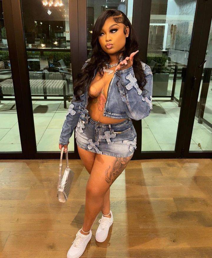 “Crossed Out” Denim Skirt & Jacket Set