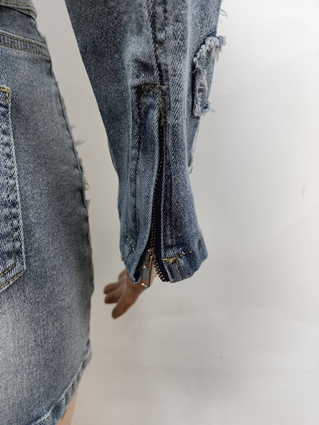 “Crossed Out” Denim Skirt & Jacket Set
