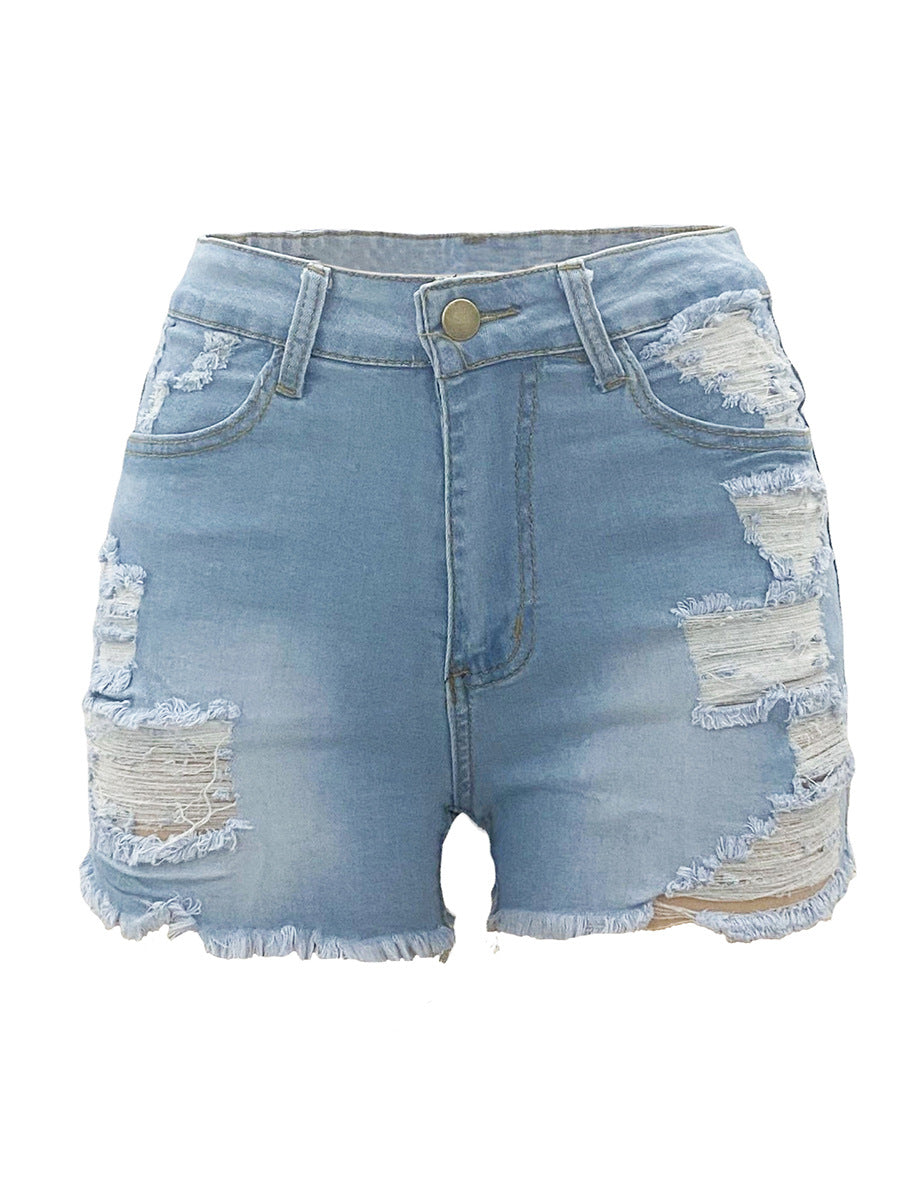 Ripped Denim Jean Shorts