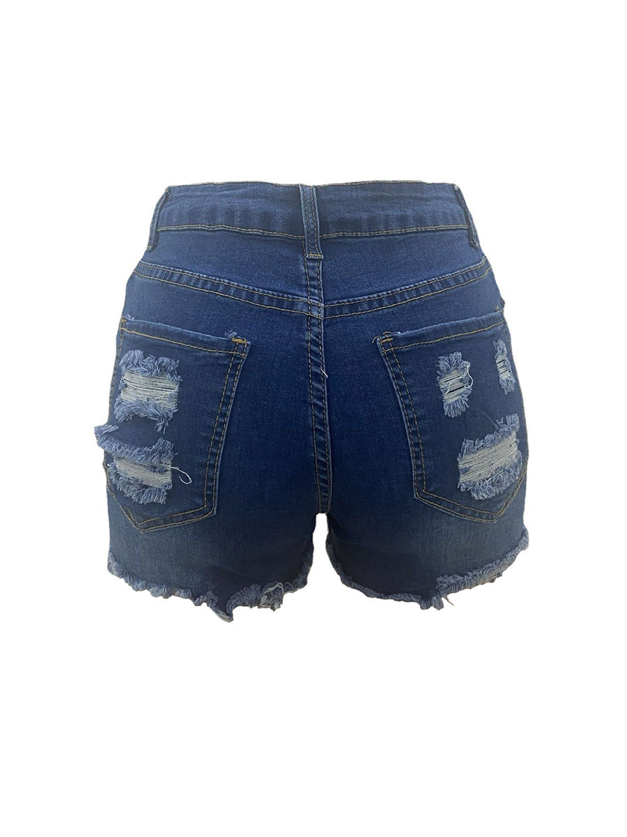 Ripped Denim Jean Shorts